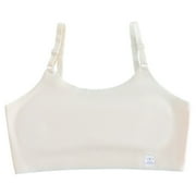 Bwdbhd Sports Bras Big Girls Bra Comfort Fit Seamless for Girl Teens with Pull on Design Beige,10-12 Years